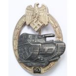 German 50 Engagement Tank Crew Battle badge marked JSF versa.