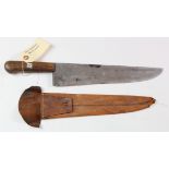 Knife - a South American Gaucho's Knife. Broad triangular blade 12" with single cutting edge. Makers