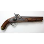 19th century military percussion pistol the pattern as issued to the Merchant Navy, stamped in the