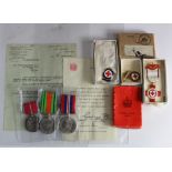 BEM GRV1 Military in box of issue with WW2 Defence and War medals in named box and various Red Cross