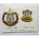 Badges - Dorset Regt silver plate & gilt Cap badge (1953-58) and Devon & Dorset (1958-2007). (2)