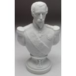 Napolian III white Parian china bust, has manufacturing cracks to the inside of the base