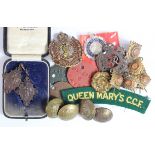 Royal Engineers - mixed lot of buttons (4), pips (5), badges (2) - 1 Officer's and 1 Other Ranks,