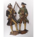 Pair of aluminium cast Soldiers, maker marked 'ESP-1 USA Continental Army'. 'C Sexton'. (2)
