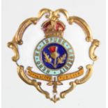 Sweetheart badge - Royal Scots Fusiliers brass & white faced enamel