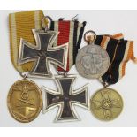 German Nazi medals inc Iron Cross 2nd Class x2, West Walls Medal, Merit Medal, Spanish Civil War