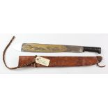 Machete - commercially made, lightweight Machete. Broad blade 17 ¾" etched with Indians hunting