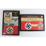 German Nazi cloth Arm Bands and Cuff Titles and other cloth insignia in display cases x2 (12 items)