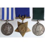 Egypt Medal 1882 no clasp (1088 Pte W Glassey 1/Shrops L.I.), Khedives Star 1882, and EDVII