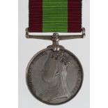 Afghanistan Medal 1881 no bar, named to 1934 Pte J Nicholls 2/15th Foot. (East Yorkshire Regt).