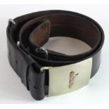British Union of Fascists 1st pattern leather belt and Buckle. Buckle maker marked 'Registered at St