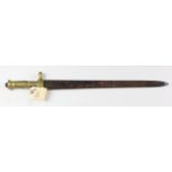 Sword - 19th century European type hanger. Gladius blade 17.5", straight tapered quillons. Ribbed