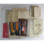1915 Trio with soldiers active paybook and various other service documents, photos, medal boxes