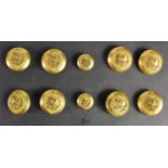 Buttons - set of 10 Edward VII Officer's gilded buttons by Jennings & Co. of London - 8 large and