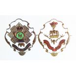 Sweetheart badges (2) Seaforth Highlanders & Highland Light Infantry, both brass & white faced