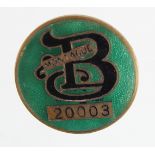 Badge, WW2 period, Montague Burton brass & enamel badge made by Vaughtons Ltd.