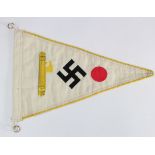 German AXIS Wimple/Pennant featuring Italian fasces, inverted swastika of peace, and Japanese