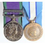 CSM QE2 with Northern Ireland clasp (24294637 LCpl D A Howlet 5 Innis DG), and UN Medal for