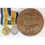 Death Plaque and BWM to G-182 Pte Frederick James Elsey 7th Bn R.Sussex Regt. Died of Wounds 23/3/
