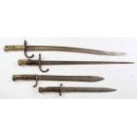 Bayonets - French Model 1874 Gras, no Scabbard. French Model 1866 Sabre, no press stud, no Scabbard,