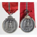 German Nazi Russian Front medals, one maker marked '80'. (2)