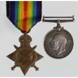1915 Star and BWM to 200615 Pte V Joyce L.N.lanc R. (BWM numbered 2547). Medal Card confirms. (2)