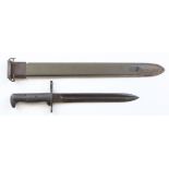 Bayonet - US M1 Garand, shortened blade 9.5". Ricasso marked 'PAL' (maker) 'US' and '1942'. In its