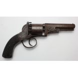 19th century Webley Bentley type six shot percussion revolver with engraved frame.