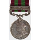 India Medal 1896 with Punjab Frontier 1897-98 clasp named to 3957 Lce Corpl A Bevan 1st Bn Som Lt