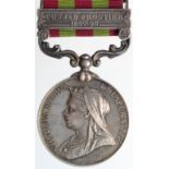 India Medal 1896 with Punjab Frontier 1897-98 clasp named (3001 Pte T Irlam 1st Bn Som Lt Infy).