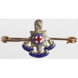 Sweetheart badge - The Royal Sussex Regt. unmarked silver & enamel with an unmarked 9ct gold pin