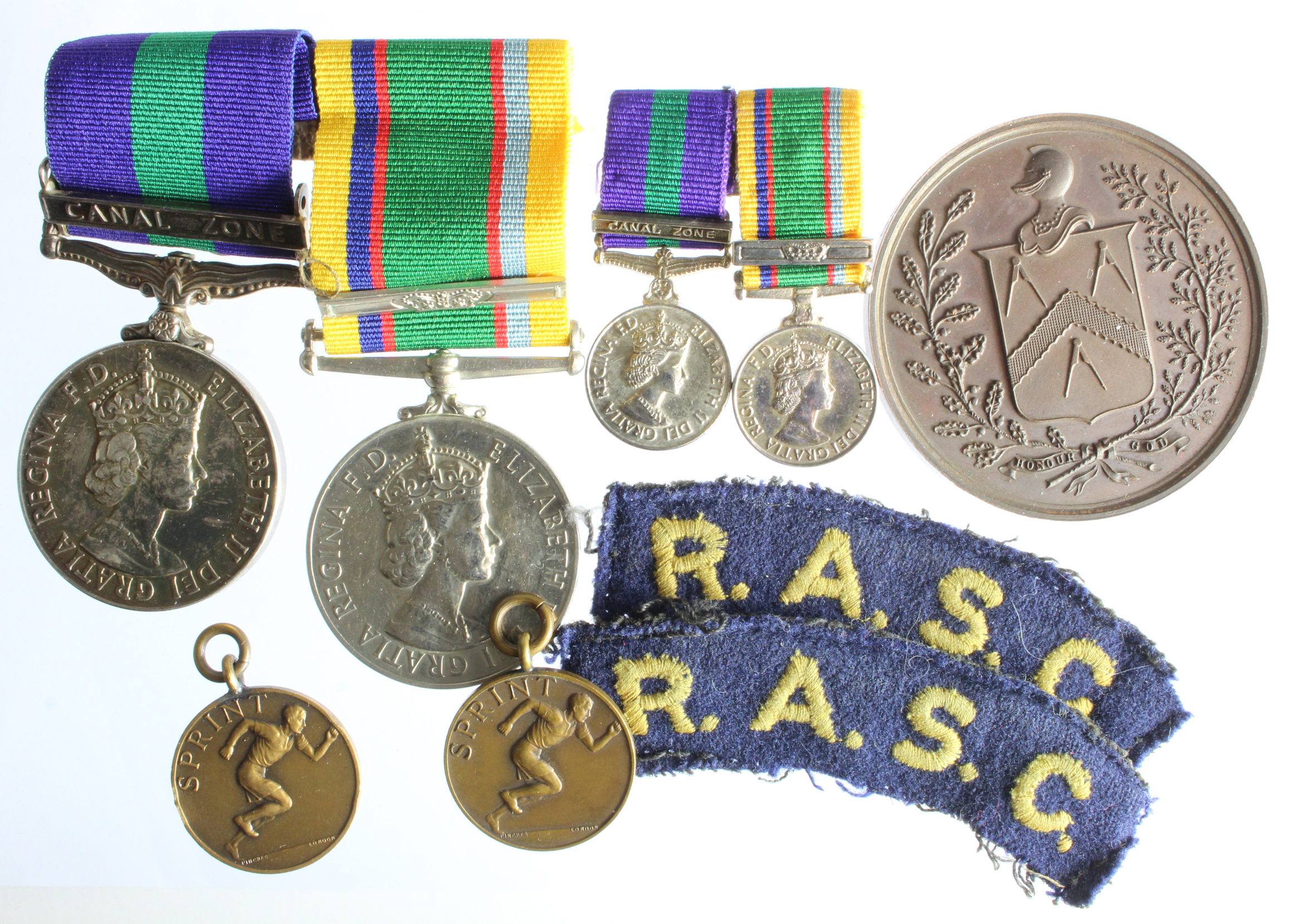 GSM Canal Zone to S/22692493 Pte R A Drower RASC with Cadet Force medal with extra service bar to