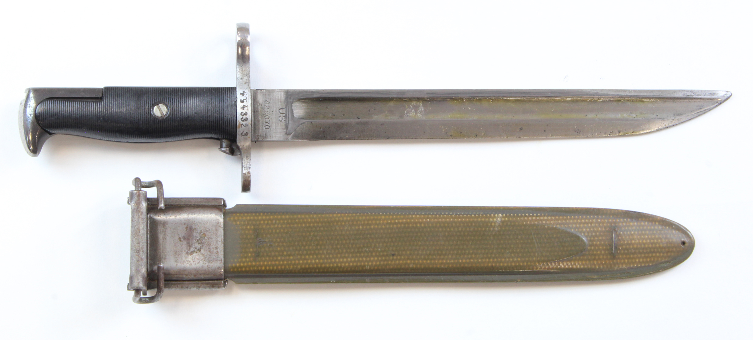 Bayonet - US M1 Bayonet, shortened blade 10" in its plastic scabbard. In VGC