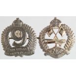 New Zealand sweetheart badges (2) one Specialists marked 9ct. gold and Stg. Silver and one
