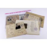 WW2 German Documents some with pictures of recipients together with Stalag X-B Guards Card dated