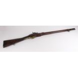 19th Century military South African percussion volunteer rifle, lock stamped Enfield with crown J