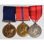 Metropolitan Police group mounted as worn, Jubilee Medal 1897 (PC Lewis Furze), 1902 Coronation