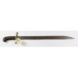 European sidearm, mid 19th Century. Heavy blade 24" stamped '1848'. Crossguard with S type