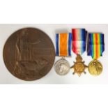 1914 Star Trio + Death Plaque to 16352 Pte Benjamin Cuthbert White 2/Grenadier Guards. Killed In