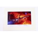 Print mounted 22"x16" Toward the Inferno signed print by Johnson Bomb Aimer and Cucau DFC/AFC