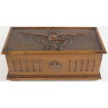 RAF interest an early, WW1 or 1920s carved wooden cigarette box.