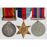 South African WW2 group - 1939-45 Star, War Medal and African Service Medal. All medals named to