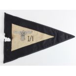 German Pennant for an SS Motor vehicle, has burning damage, unusual.