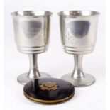 Silver plate drinking vessels both engraved: 1) Sqn Ldr C. N. Murgatroyd No 10 Squadron Jan 77-Aug