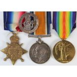 1915 Star Trio to 15693 Pte D L Pelling Liverpool Regt. With Silver Wound Badge 82104. For