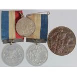 WWI Tribute and Peace Day Medals: 2x Plymouth Peace 1919 medals aluminium with ribbons, Australia