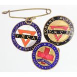 Badges (3) WW2 period, comprising 2 x Y.M.C.A. badges (Huts & Canteens & Women's Auxiliary) and an