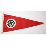 German Teno Pennant having an embroidered swastika within a white circle on a red background stamped