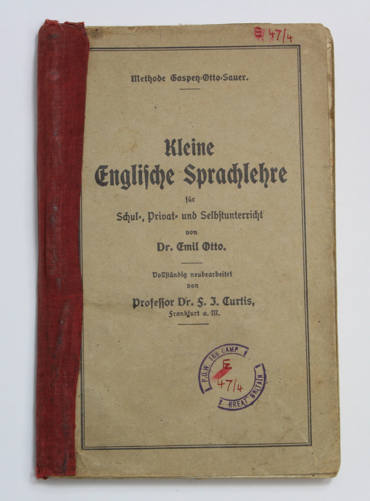 German English Translation book stamped on the front POW 188 camp (Johnstone Castle, Johnstone