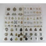 Cap Badge collection mounted on white cards, inc metal, staybright, colonial, etc. (approx 87)